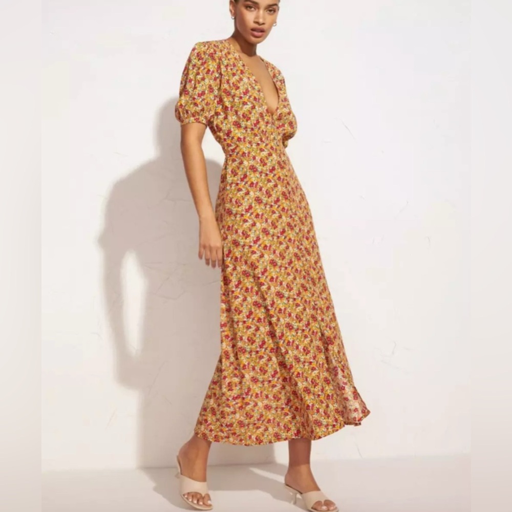 FAITHFULL THE BRAND "Bellavista" Midi Dress in La Gomera Print sz Sm/4